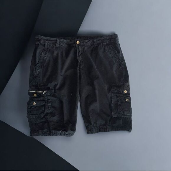 Men’s Black Cargo Shorts l Button/Zip  l Front/Back Pockets EUC - Picture 1 of 11